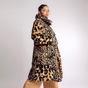 Nike Jordan Court-to-Runway Leopard Convertible 2-in-1 Faux Fur Jacket Sz Small